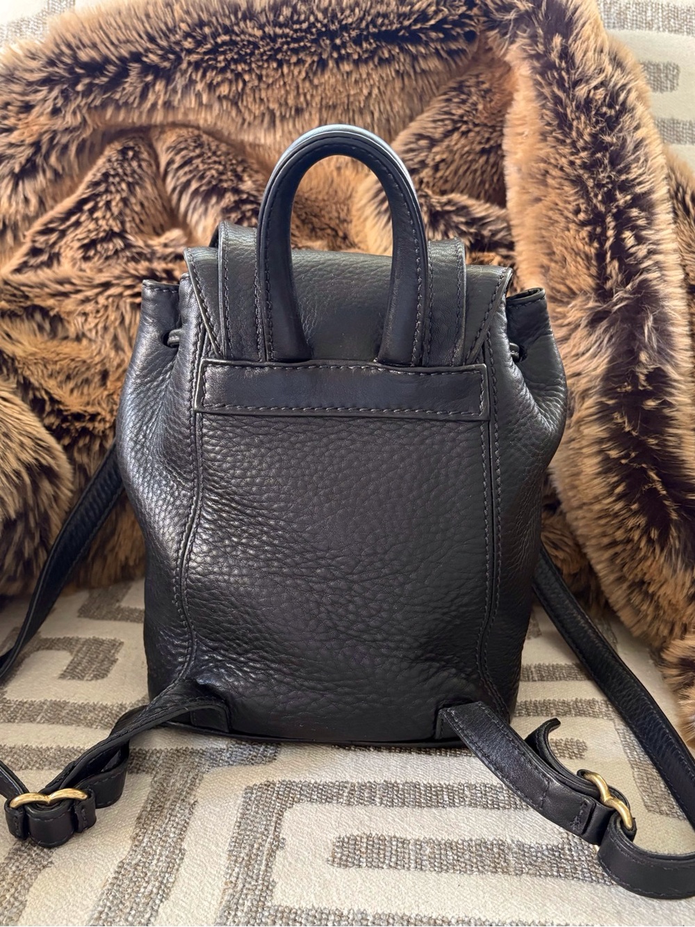 Vintage Coach Black Leather Sonoma Drawstring Backpack ~ 4925! - Picture 2 of 11